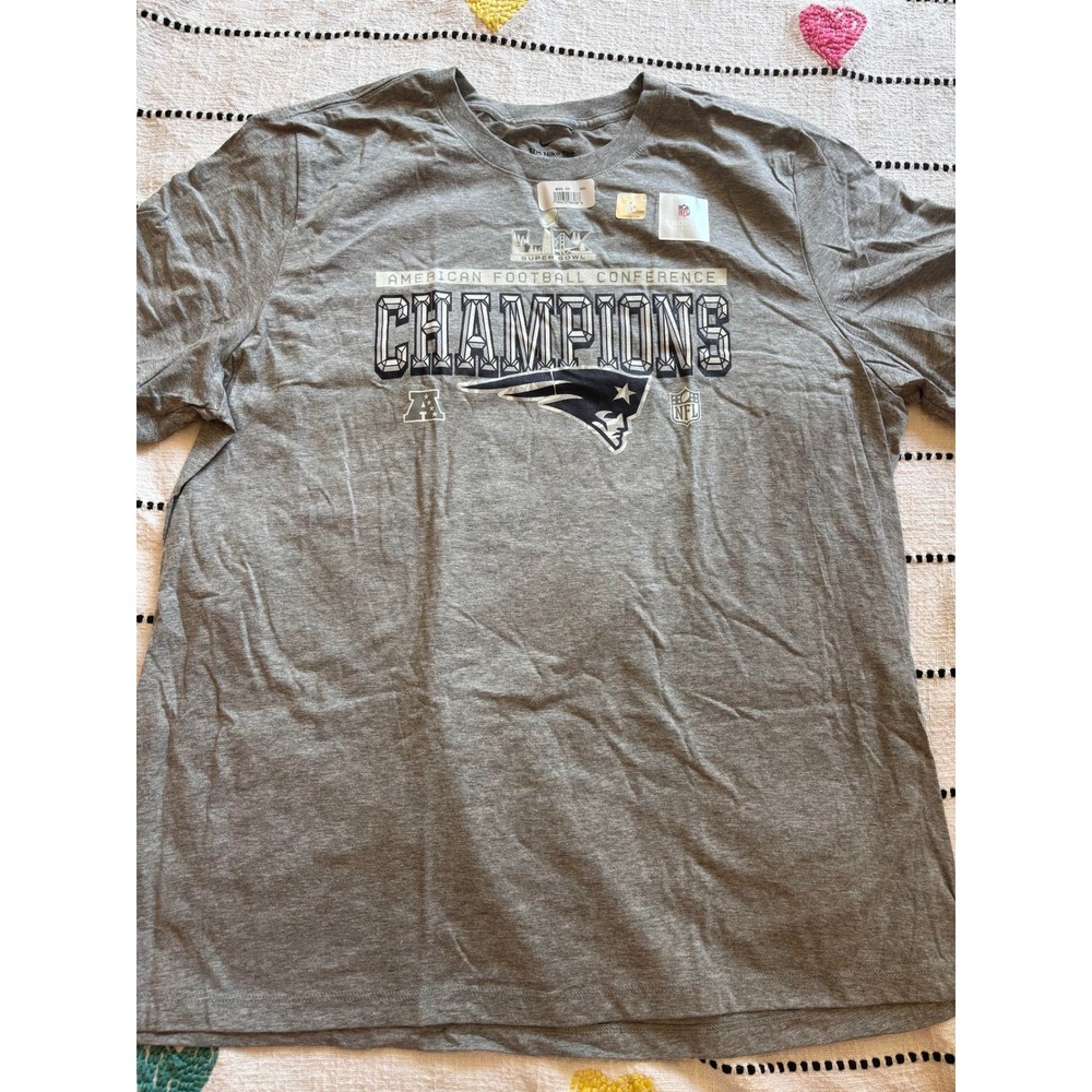 Nike‎ NFL New England Patriots AFC Champions T-Shirt Gray Mens XXL